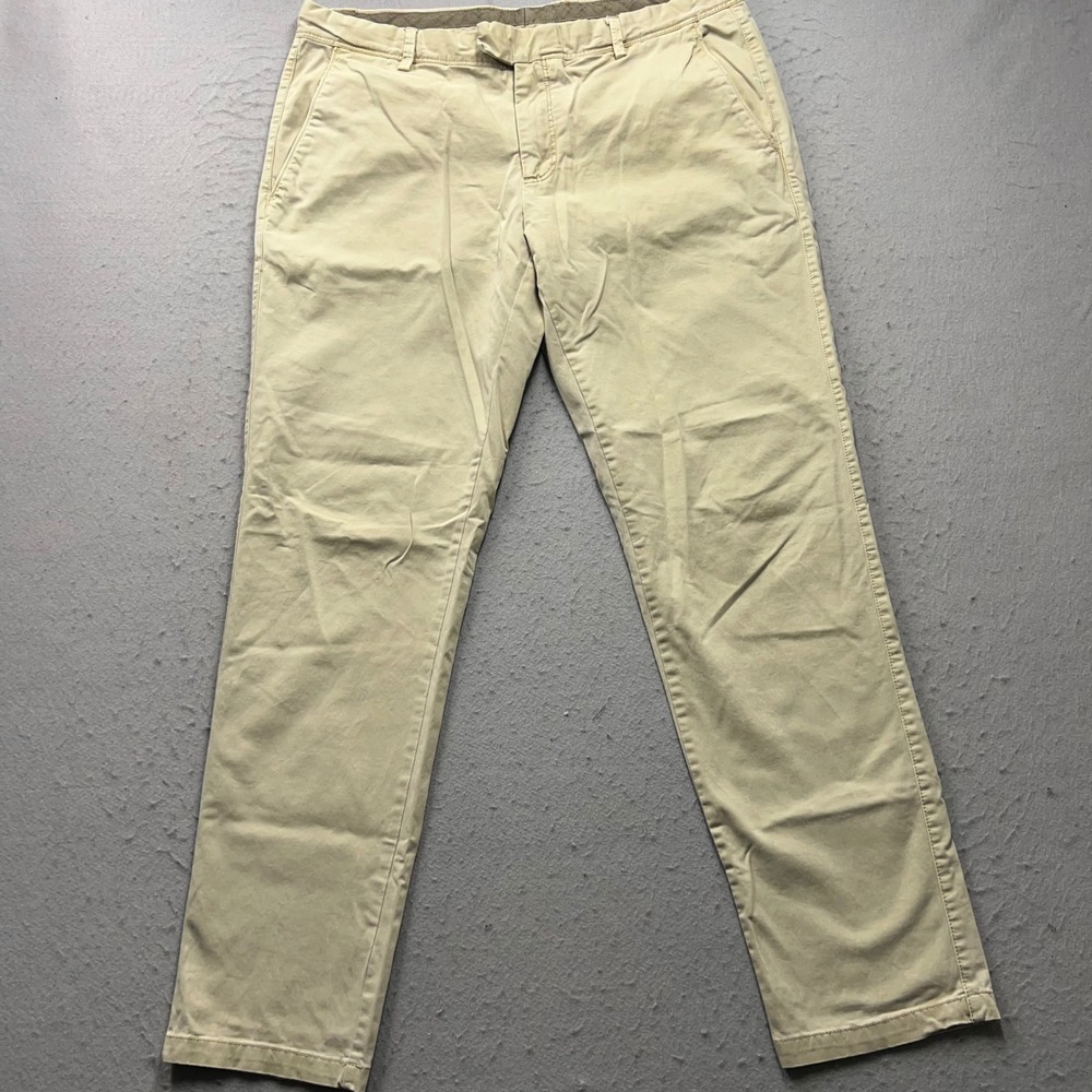 David Naman Mens Chino Pants Size 52 Khaki Tan Stretch Cotton Slim Fit PXYW16000